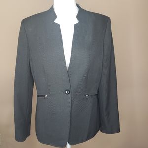 Tahari Lovely Black Jacket with Silver Zippers